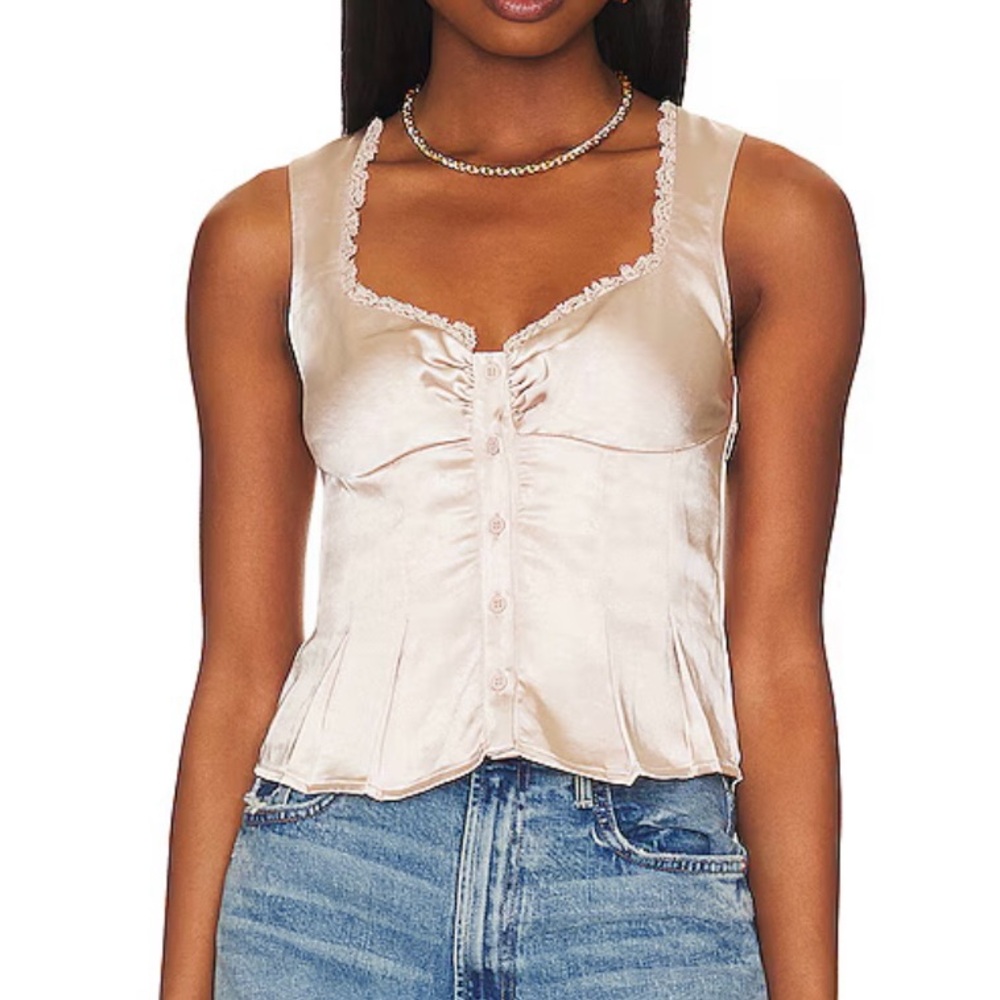 Elegant Cream Satin Women's Top
